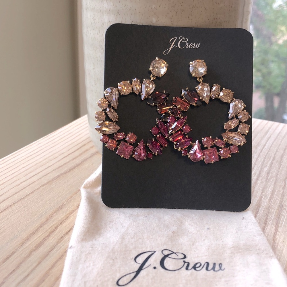 J. Crew mixed crystal circle statement earrings (NEVER BEEN WORN)